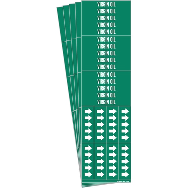 VIRGIN OIL Pipe Marker Style 3C with Arrows White on Green 3 per Card, 5 PK